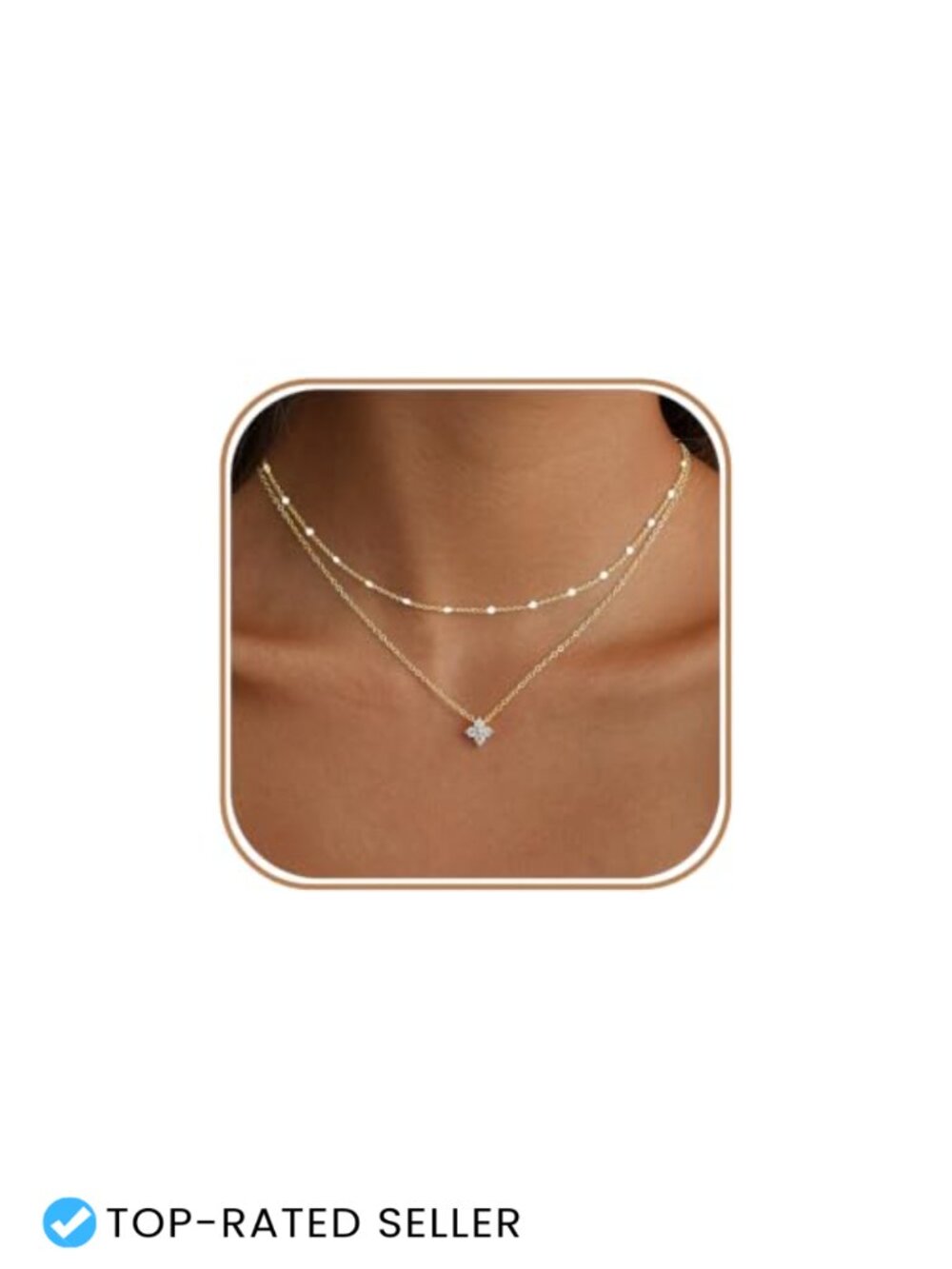 Layered Gold Plated Necklace Set CZ Pendant Choker Women